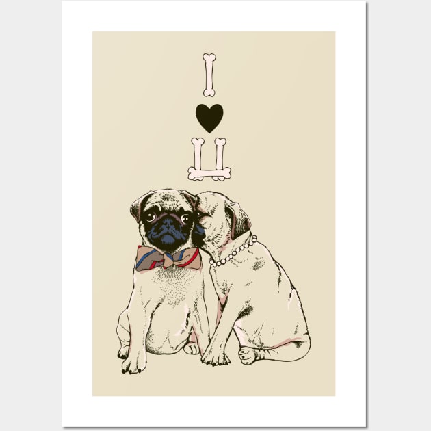 The Love of Pug Wall Art by huebucket